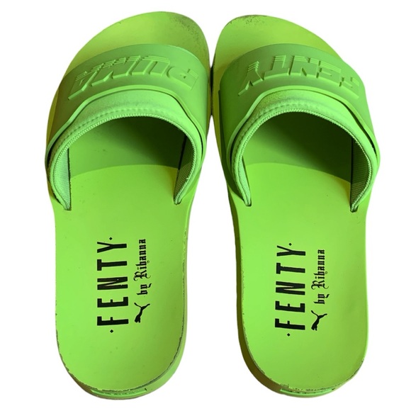 Puma Fenty X Rihanna Surf Slide Gecko Neon Green Slip On Sandals Size 8 US - Picture 4 of 9